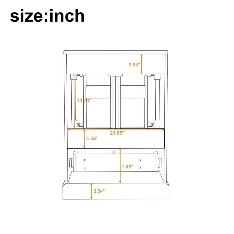 Bathroom Vanity with Ceramic Sink, Freestanding Bathroom Cabinet with Double Shelf, 1 Divided Drawer & 2 Soft Close Doors