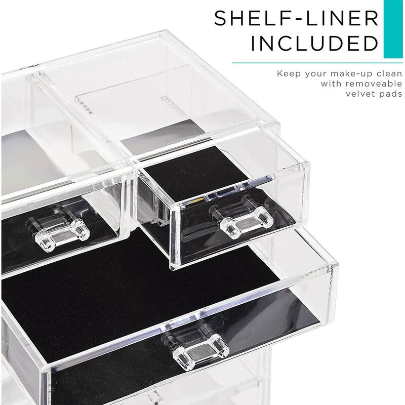 Acrylic Cosmetics Makeup Storage Case Display Set - 6 Drawers & Slots