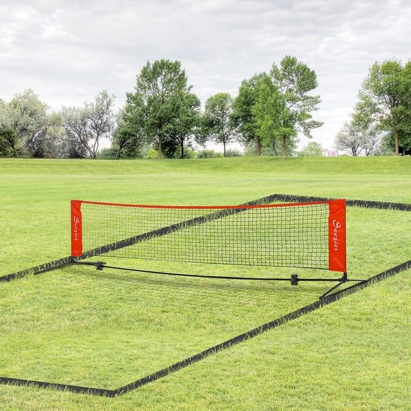 slide 2 of 13, Soozier 23 ft Portable Double Sided Soccer Training Rebounder Trainer Net for Practice with Included Storage Bag, Red Black