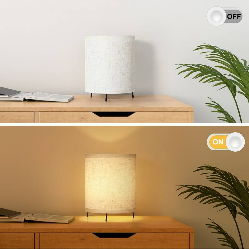 Set of 2 Modern Bedside Lamp with Linen Fabric Shade - 1PCS