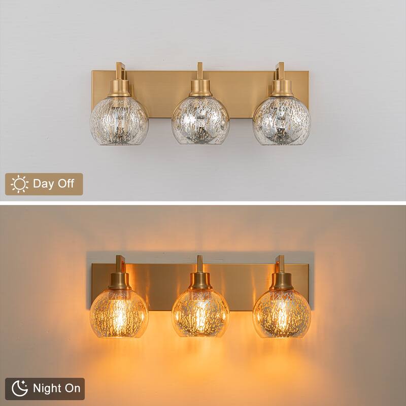 3-Light Mercury Glass Globe Wall Sconce Modern Vanity Light