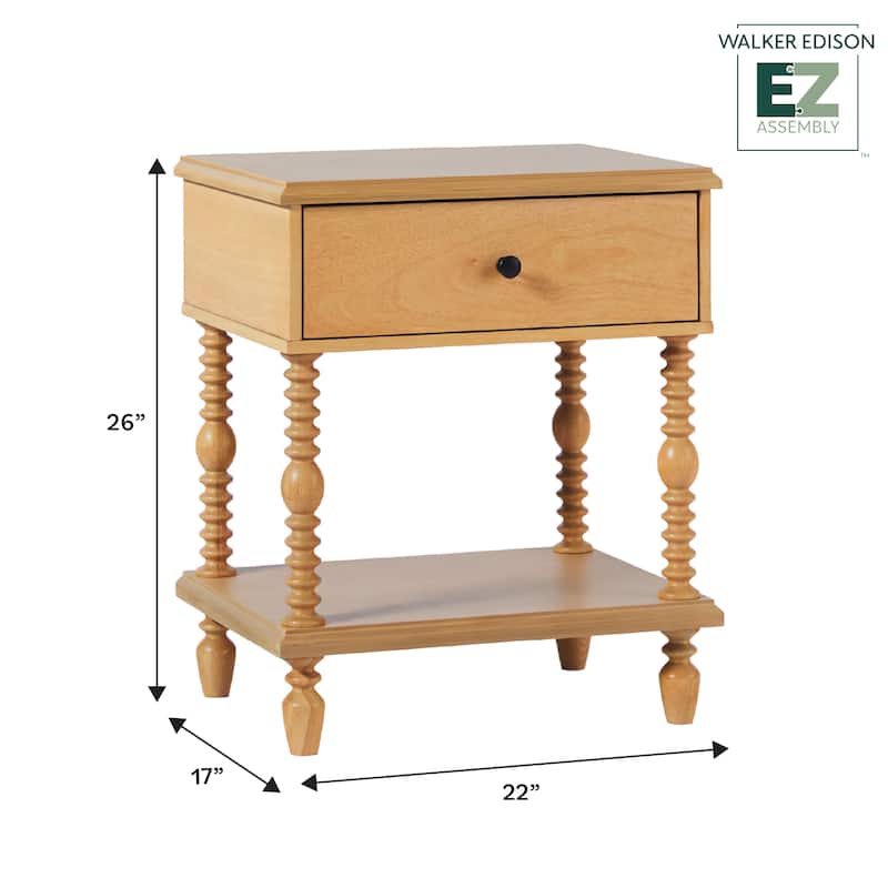 Walker Edison Easy Assembly Solid Wood 1-Drawer Nightstand (Set of 2)