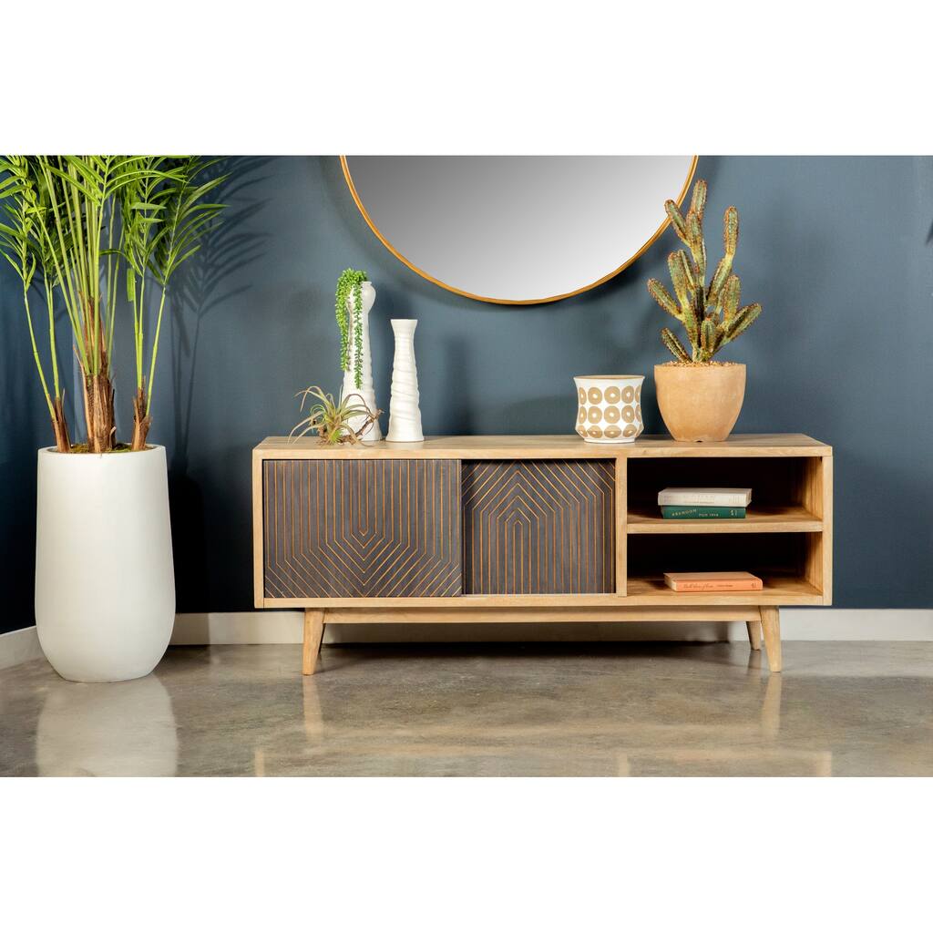 Coaster Furniture Juno Natural 60-inch TV Console with Sliding Doors