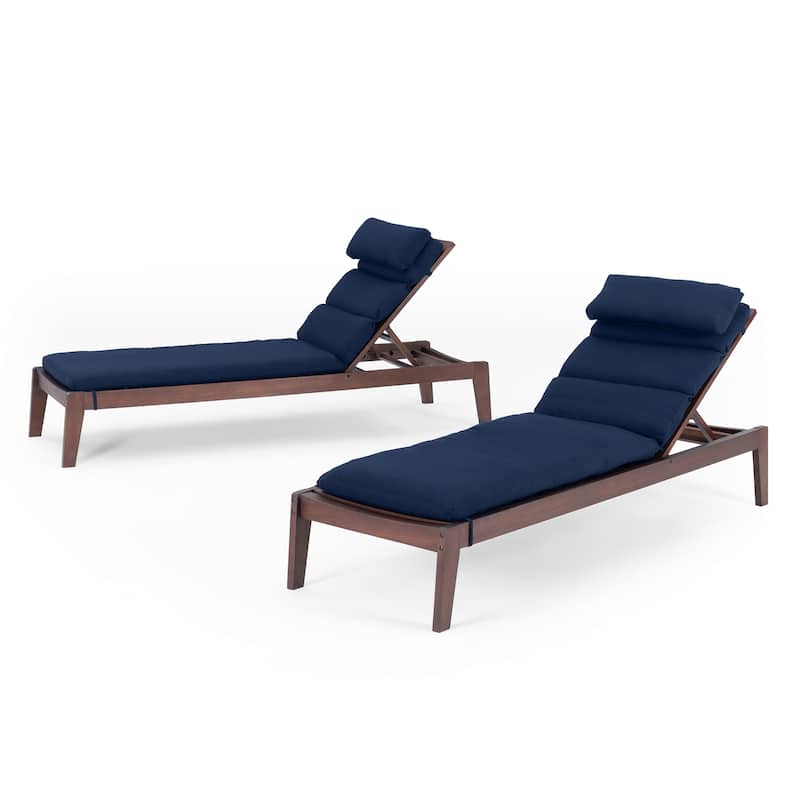 Vaughn 2 Piece Eucalyptus Outdoor Patio Chaise Lounges