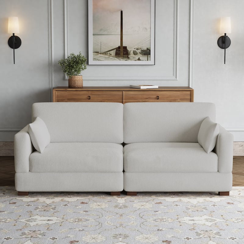 Modern Corduroy Modular Couch Sectional Sofa With Pillows