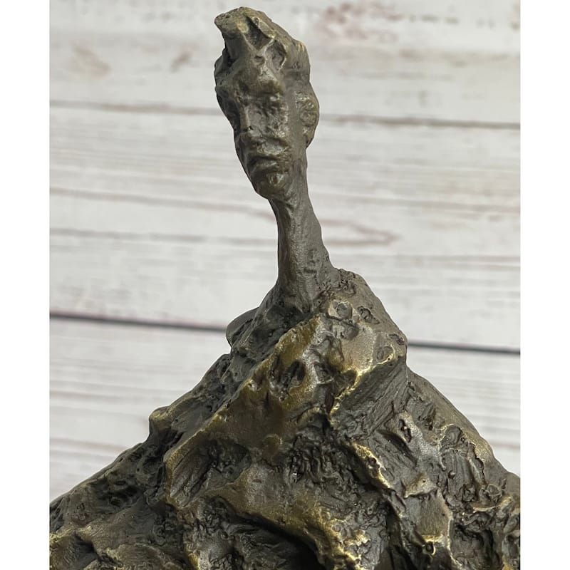Surrealist Head Modern Art Giacometti Bronze Statue Sculpture Marble Base 11 Inches X 9 Inches