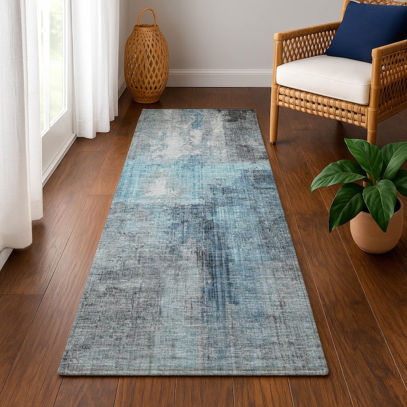 Premium Washable Super Soft Abstract Glam Mayfield Rug - Blue - 2'3" x 7'6"