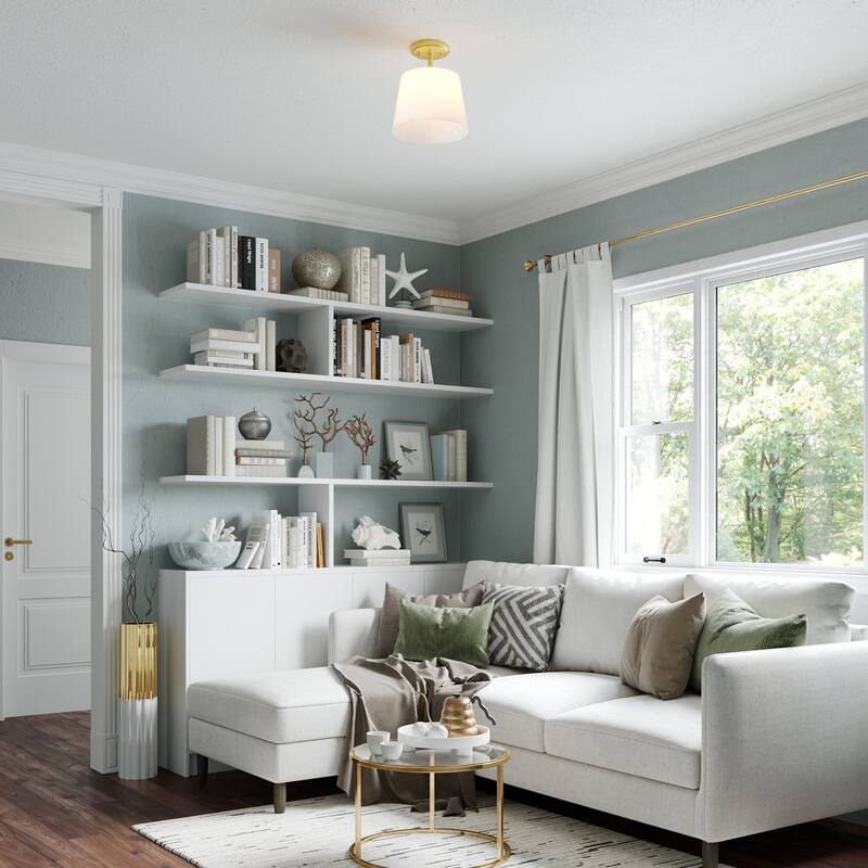 1-light Modern Dimmable Glass Semi Flush Mount Ceiling Lighting