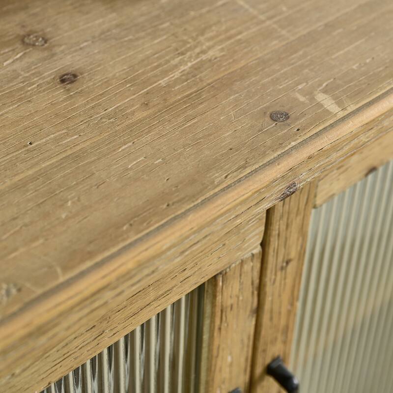 Accent Glass Door Wooden Sideboard Cabinet