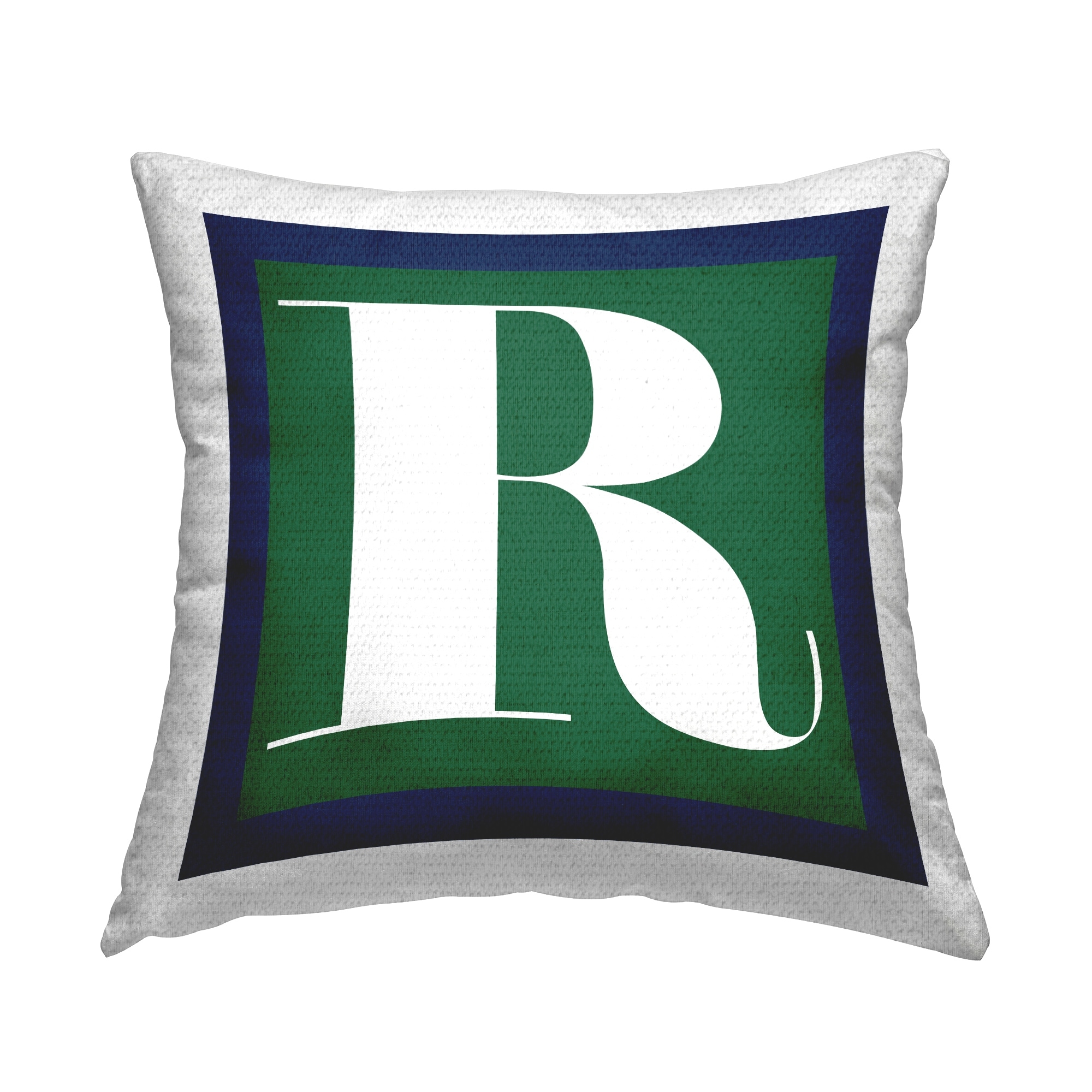 Stupell Green Initial Letter Printed Outdoor Throw Pillow Design by Lil' Rue