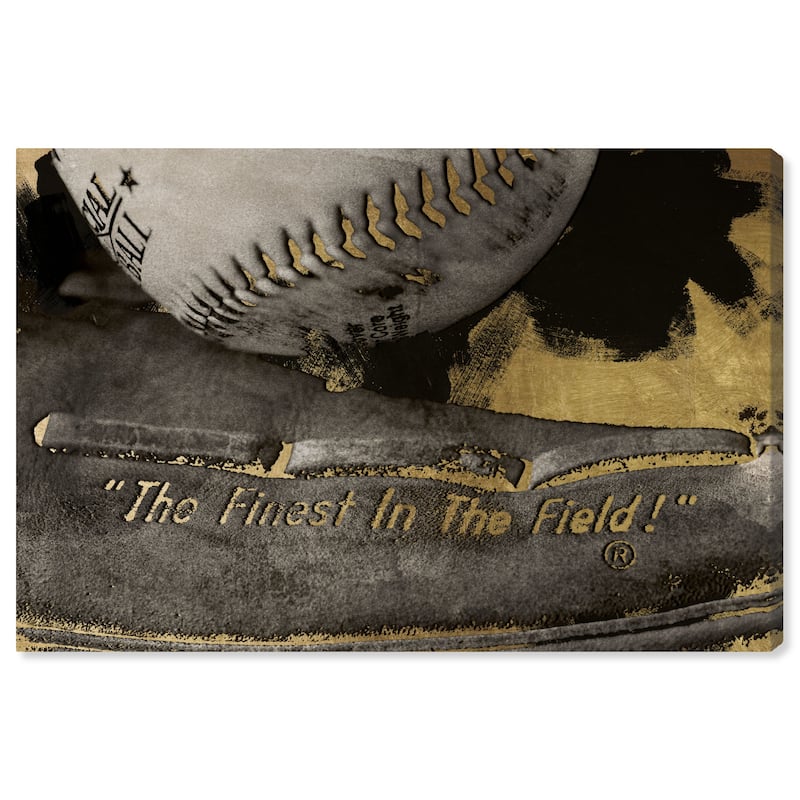 Wynwood Studio Prints Sports and Teams Finest in the Field Black and Metallic Gold Glam Wall Art Canvas Print