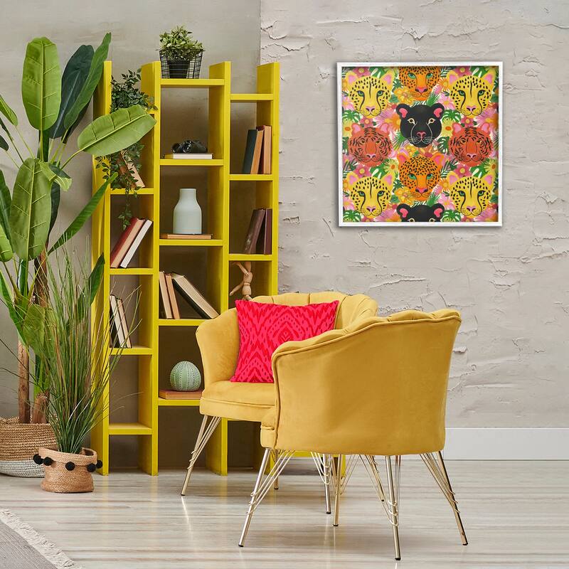 Stupell Jungle Cats Wildlife Pattern Framed Giclee Art Design By Carrie Cantwell