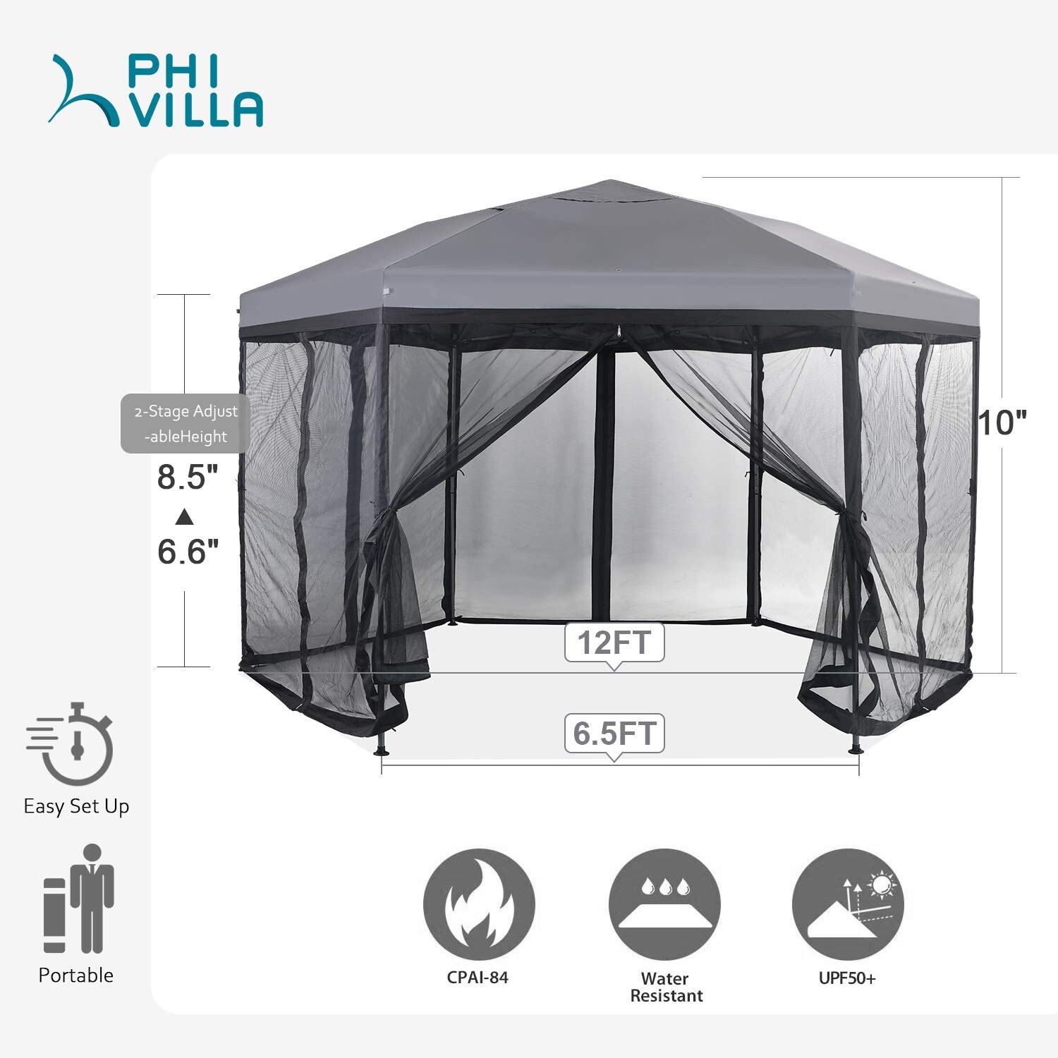 Shop Phi Villa 12x 10ft Pop Up Gazebo With Mosquito Netting 6 Sided For Patio Outdoor Bbq Garden Events Easy Set Up Overstock 32046186