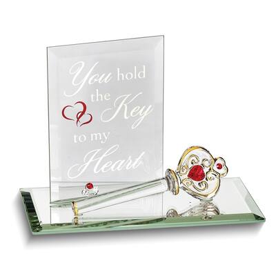 Curata You Hold The Key to My Heart with Red Crystal Handcrafted Glass Figurine