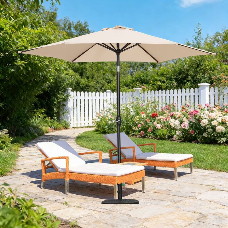 9ft Outdoor Patio Umbrella 6 Ribs with Tilt & Crank. - Khaki.