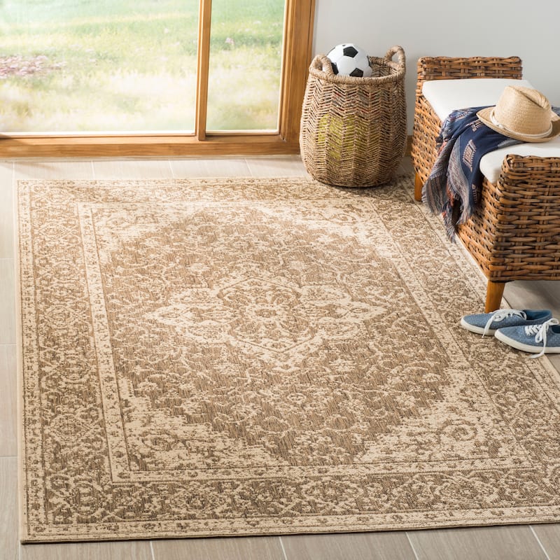 SAFAVIEH Linden Louann Indoor/ Outdoor Waterproof Patio Backyard Rug - 3' x 5' - Beige/Cream