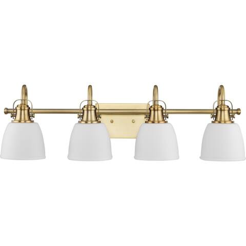 Preston Collection Four-Light Coastal Vintage Brass Bath and Vanity Light - 30.5 in x 7.37 in x 9 in