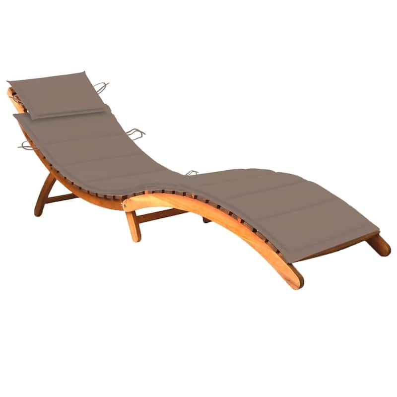 vidaXL Patio Sun Lounger with Cushion Solid Acacia Wood - 72.4" x 21.7" x 25.2"