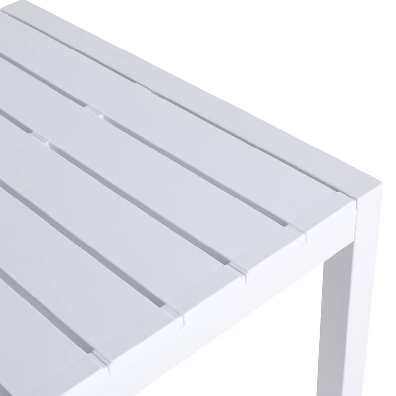 55" Modern White Dining Table with PP Tabletop and Metal Legs
