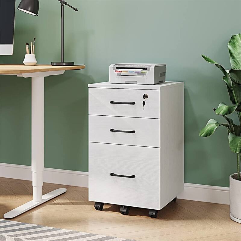 3 Drawer File Cabinet with Lock - 26.47"D x 18.56"W x 6.91"H