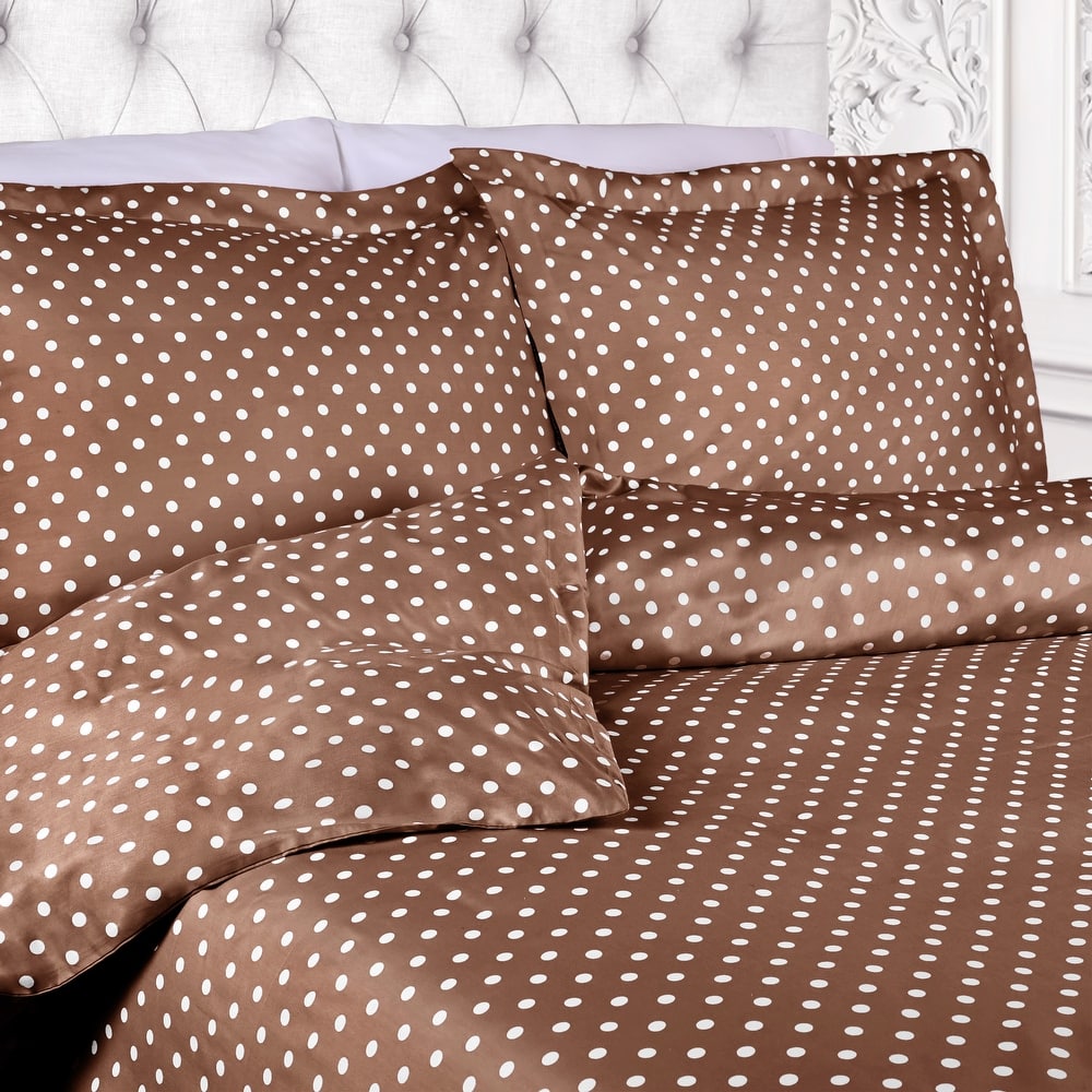 Superior Thread Count 600TC Polka Dot Cotton Blend Duvet Cover Set