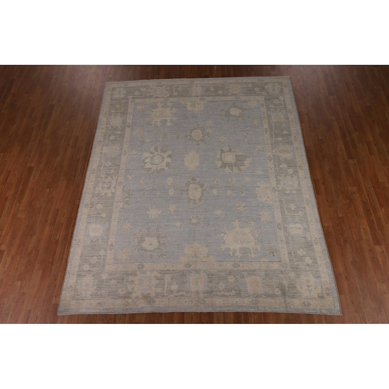 Blues Oushak Turkish Area Rug Handmade Wool Carpet - 8'0"x 9'10"