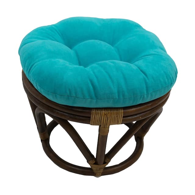 International Caravan Bali Papasan Footstool with Microsuede Cushion - Aqua Blue
