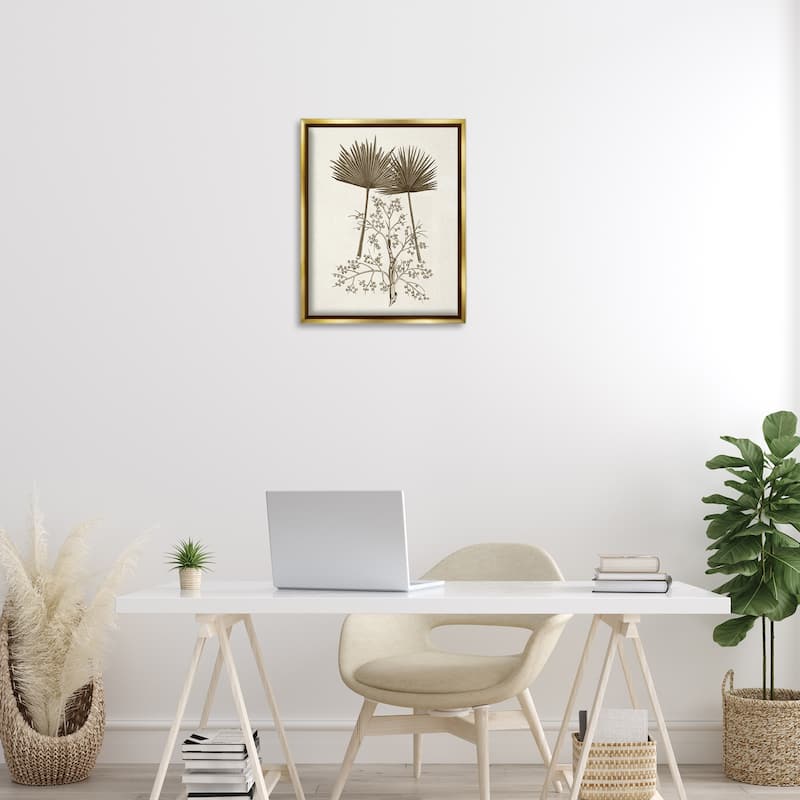 Stupell Palm Leaf & Olive Branches Framed Floater Canvas Wall Art Design By Phillipa Katz
