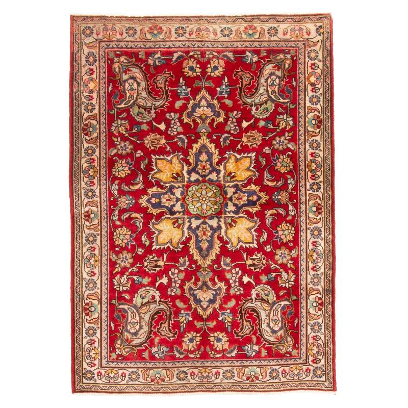 ECARPETGALLERY Hand-knotted Antalya Vintage Red Wool Rug - 3'3 x 4'6