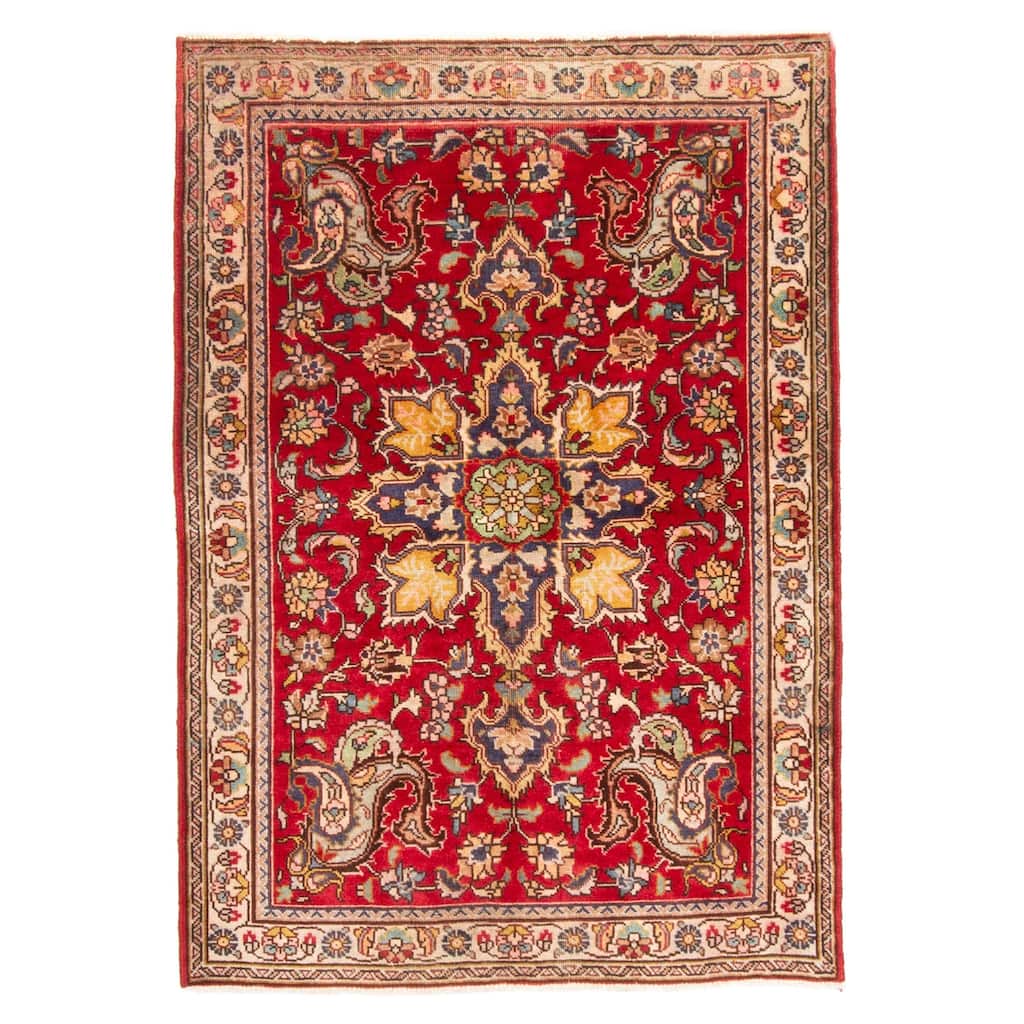 ECARPETGALLERY Hand-knotted Antalya Vintage Red Wool Rug - 3'3 x 4'6