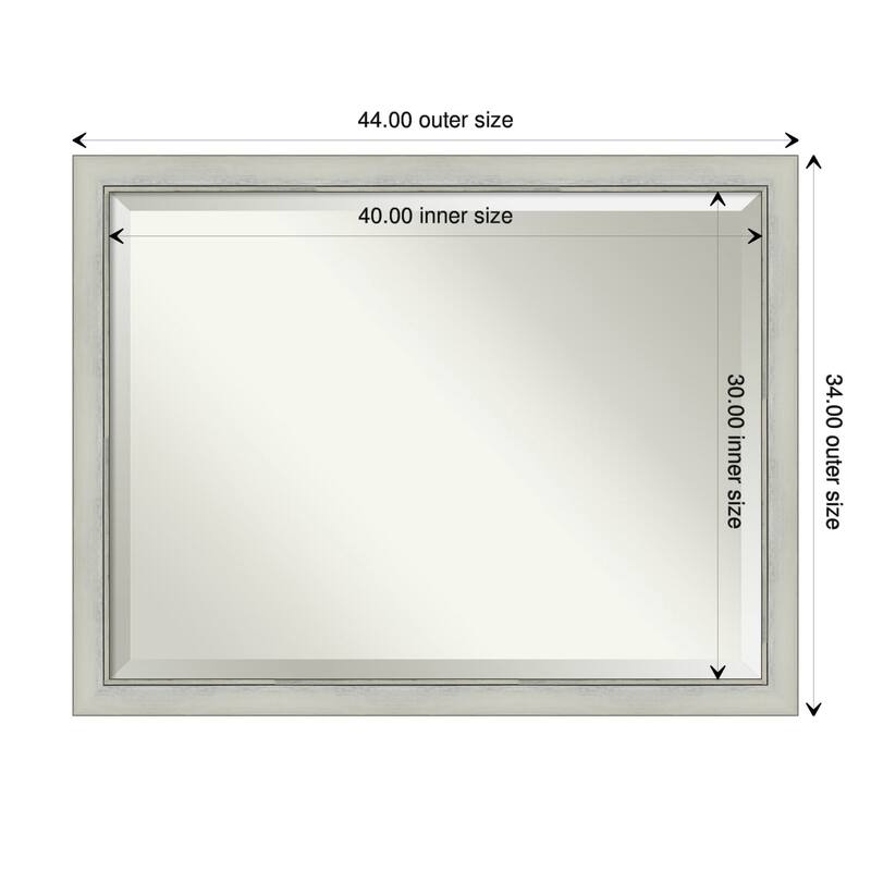 Beveled Wall Mirror - Flair Polished Nickel Frame - 44 x 34-inch - Flair Silver Patina