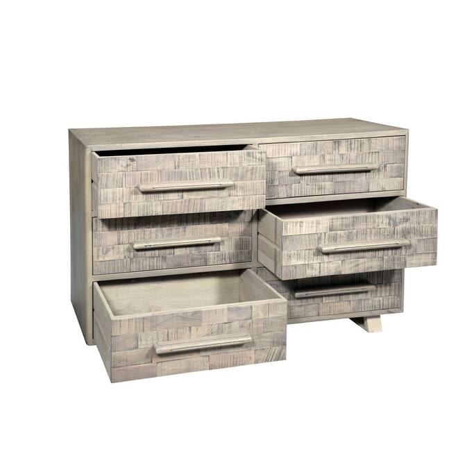 HomeRoots 57" Gray Solid Wood Six Drawer Dresser