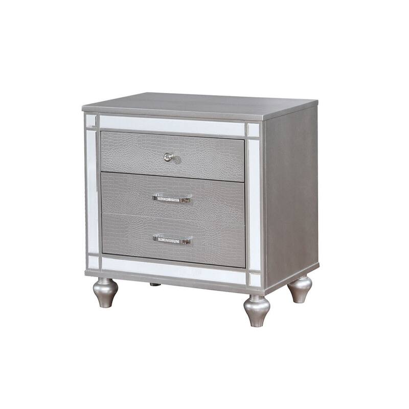 2 Drawers Wooden Drawer with Mirror Trim