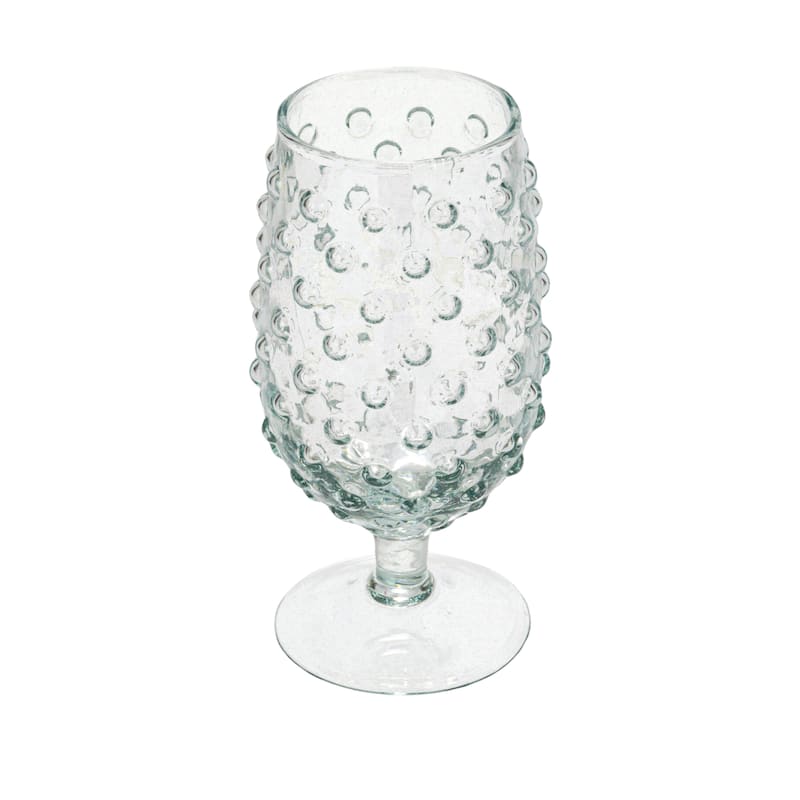Hobnail Stemmed Drinking Glasses - 3.0"L x 3.0"W x 6.5"H