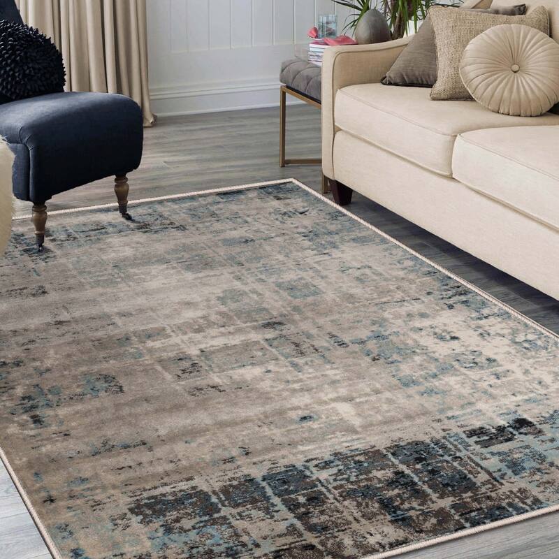 Distressed Abstract Lines Indoor Runner or Area Rug by Superior
