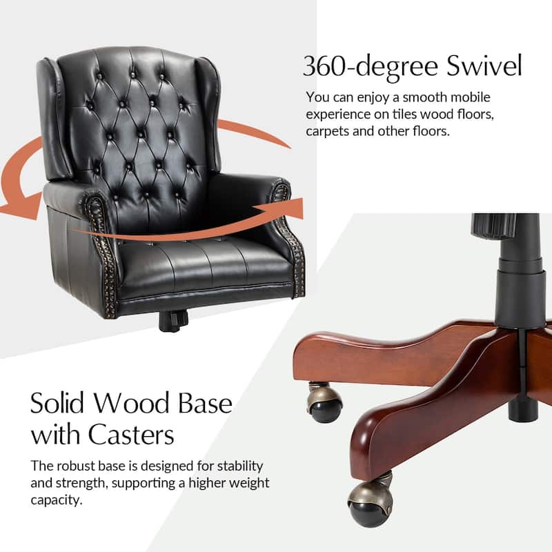 Maximiliano Modern Swivel Executive Chair with Tufted Back by HULALA HOME