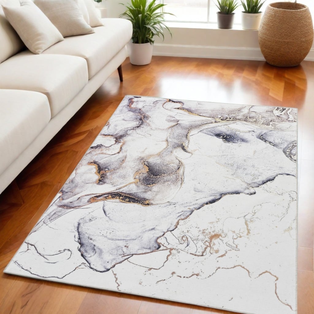 Kido Power Loomed Abstract Modern Low Pile Area Rug By HomeRoots - 87' X '63' X '0.25