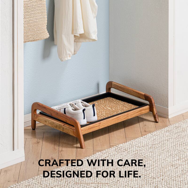 Jani Single-Tier Natural Stand 2-Pair Rubber Boot Tray