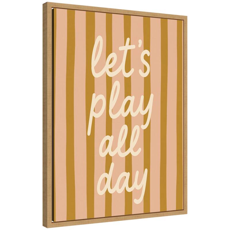 Kate and Laurel Lets Play All Day by Laura Moss Framed Canvas Wall Art Print - 18x24