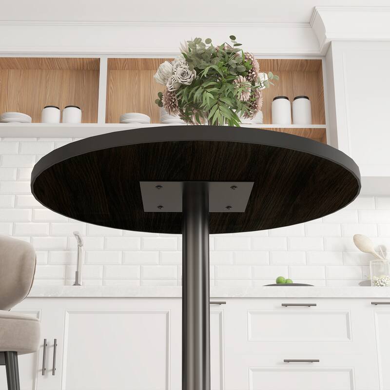 HOMCOM Round Dining Table for 2-4 People, Modern Kitchen Table with Wood Grain Top and Round Base for Dinning Room