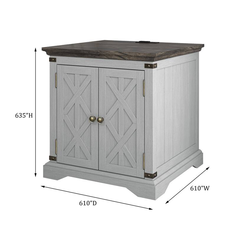 Farmhouse End Table with Charging Station - 25" in Height