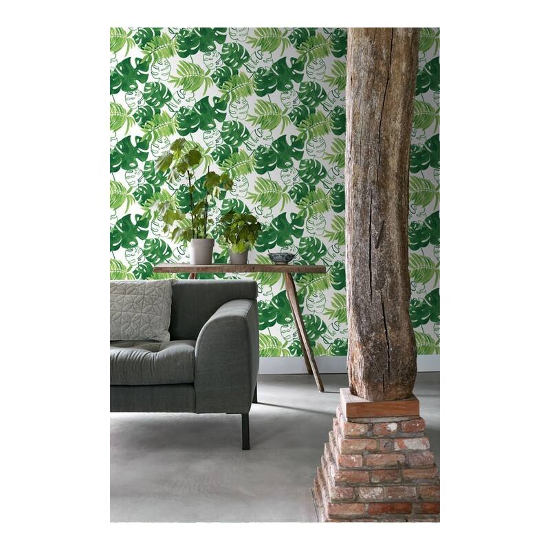 ESTA Home Patti Green Leaves Wallpaper - 20.5 x 396 x 0.025