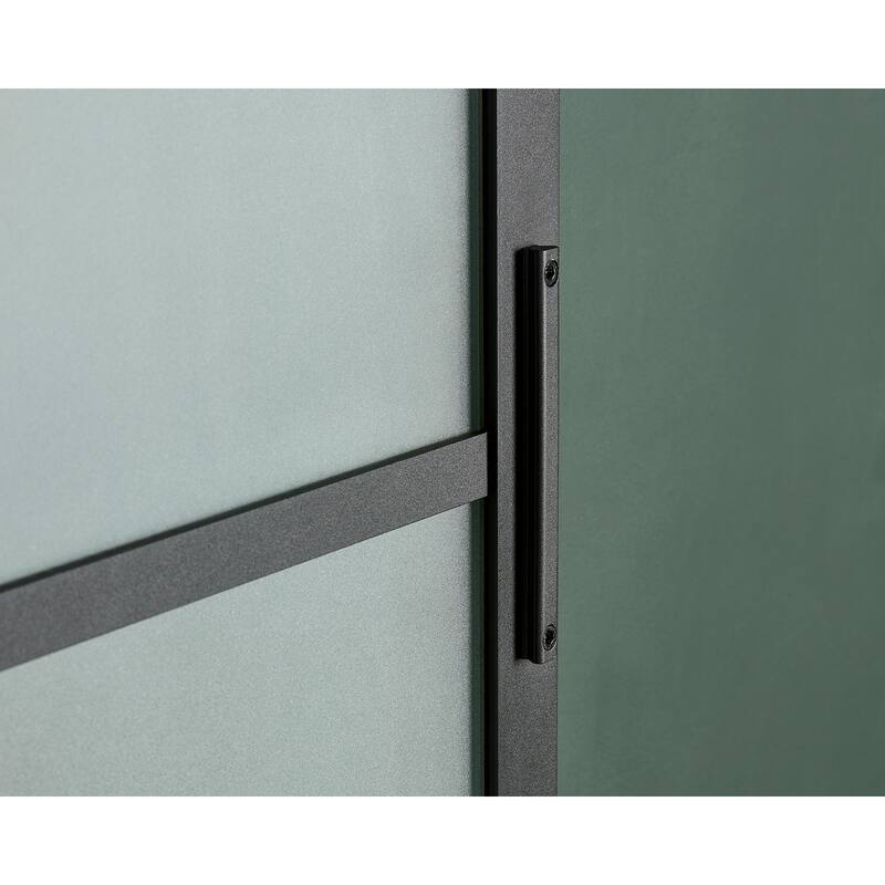 Pinecroft French Glass Barn Door Kit with Black Frame and Frosted Glass 42" x 84"