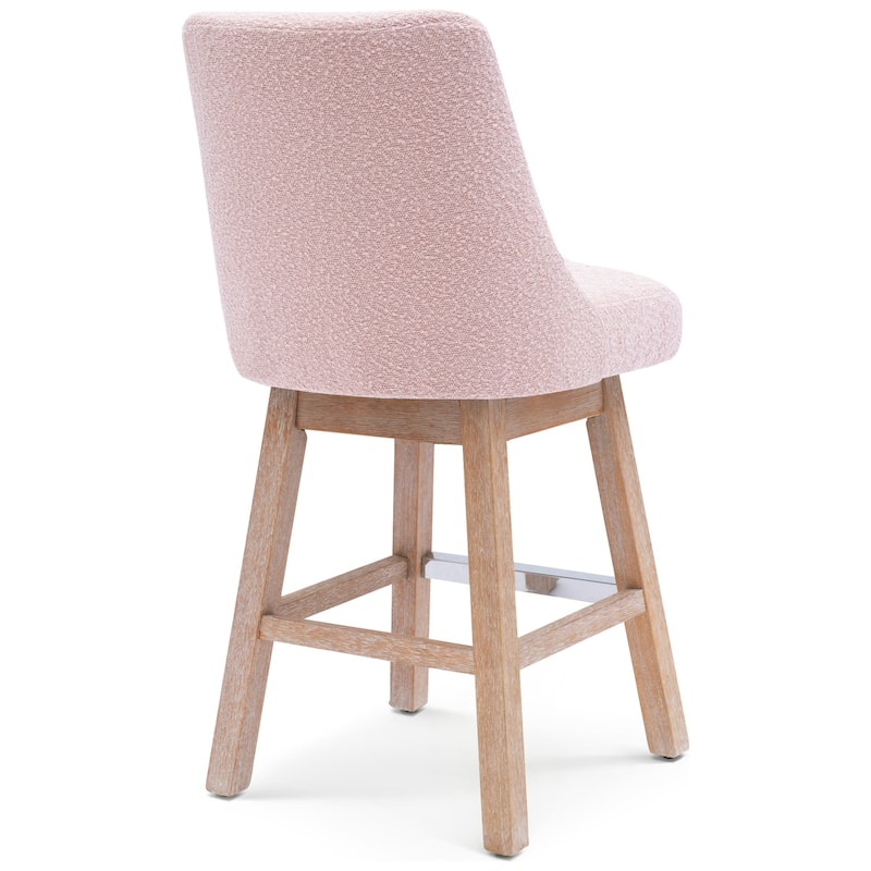 Boucle Polyester Upholstered Swivel Counter Stool - Foot Glides (Set of 2)