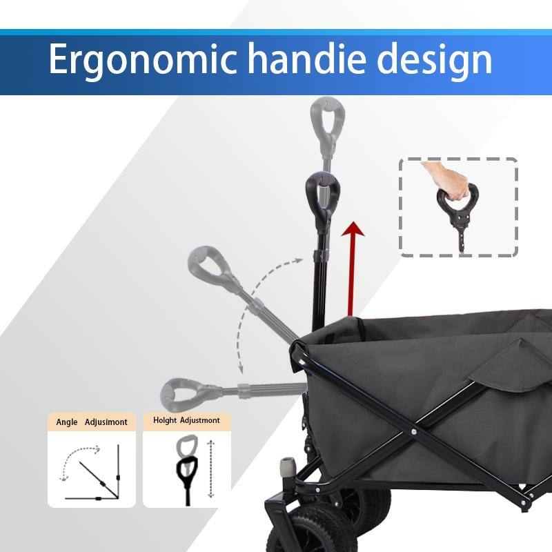 Folding Wagon with All-Terrain Wheels, 230lbs Capacity, Telescoping Handle, and Dust Cover for Beach, Outdoor, and Garden Use