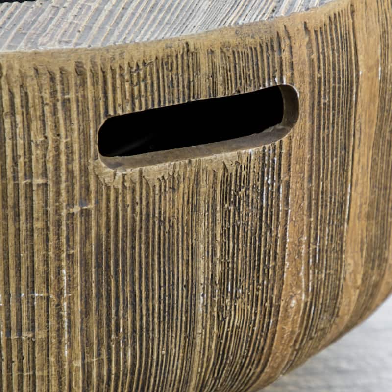 Outsunny Outdoor Fire Pit, 24 Inch Metal Wood Burning Fireplace with Spark Cover, Poker, Woodgrain Design