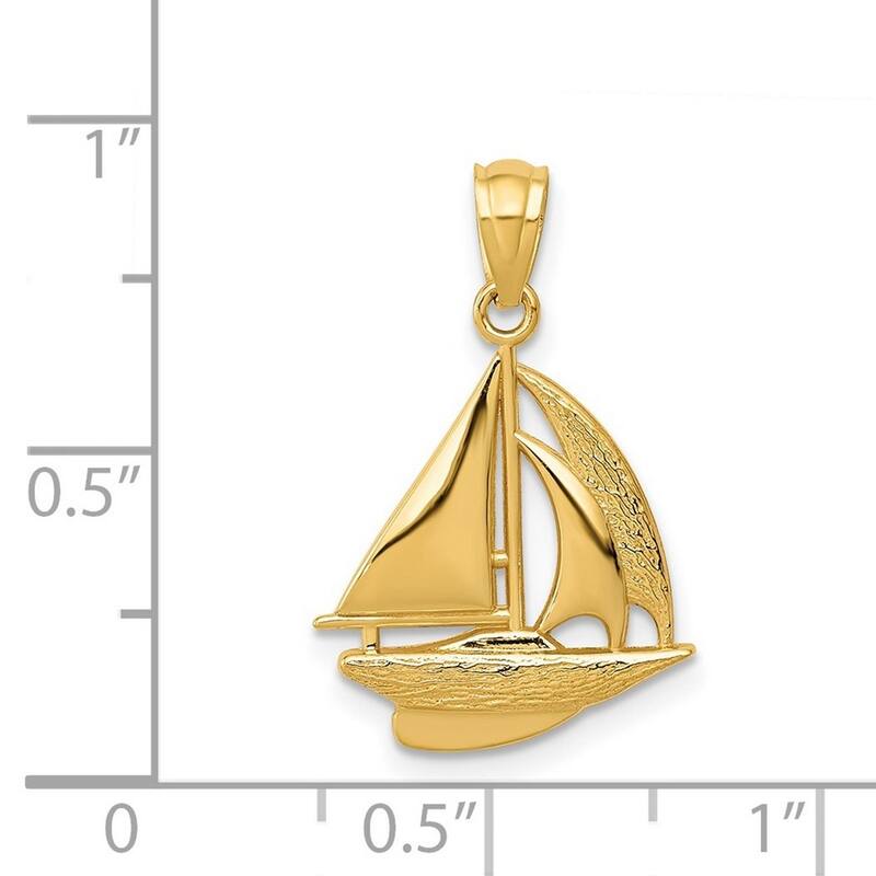 Curata 14k Yellow Gold 18" Sailboat Pendant Necklace