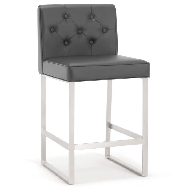 25" Faux Leather Upholstered Counter Height Bar Stools - 36.6"H x 18.9"W x 20.3"D