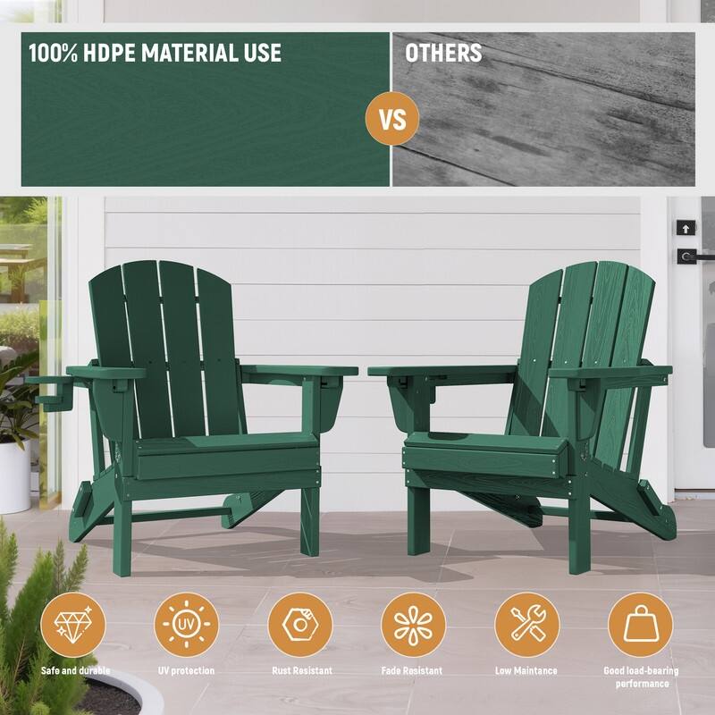 3-Position Reclining Folding Outdoor Chair – PE Wood Grain, Weather-Resistant