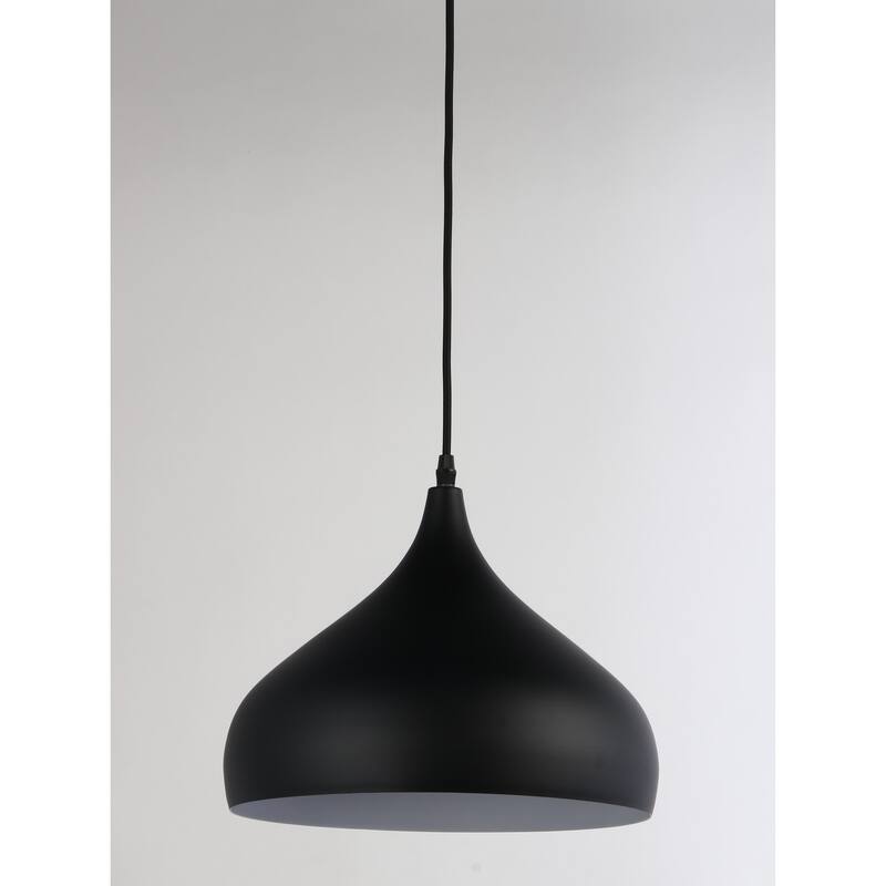 Modern Pendant Light 1-Light Black Hanging Fixture for Kitchen Island - 9.5